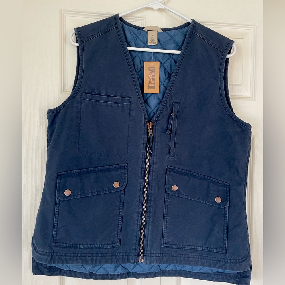 NWT Duluth Trading Women’s Can-Do Canvas Vest M Medium Navy Blue Quilted & Lined